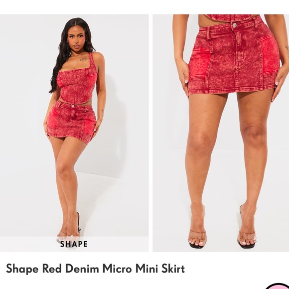 Pretty little thing Red Washed Denim Micro Mini Skirt - Picture 3 of 4